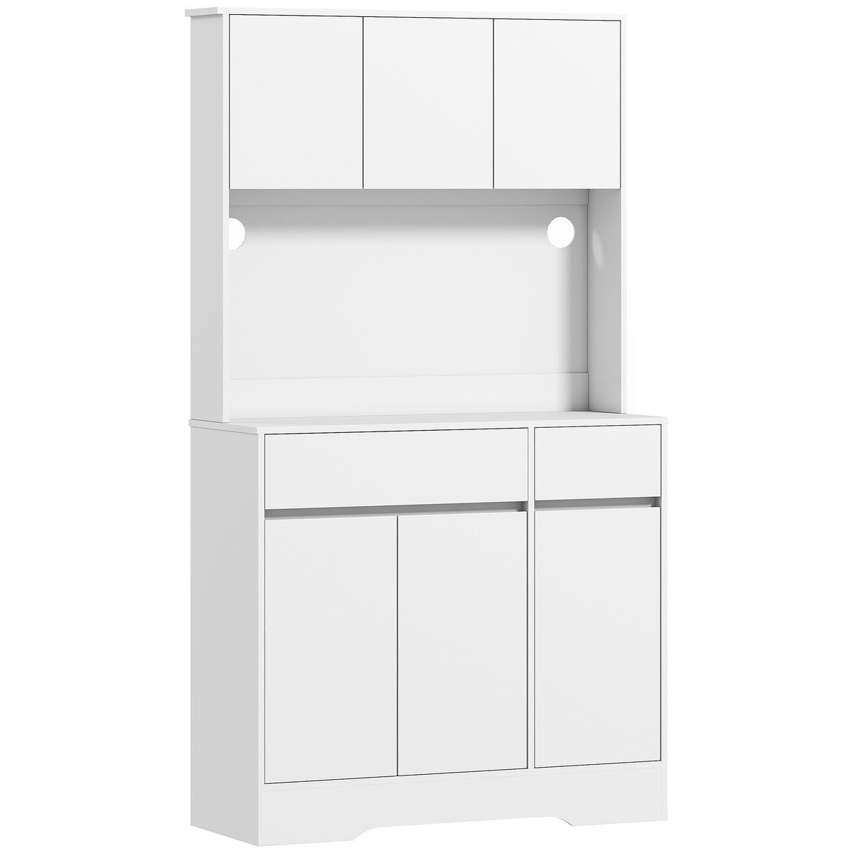 Kitchen cabinet with open workspace, 6 cabinet doors, 2 drawers, adjustable shelves, cable holes, particle board