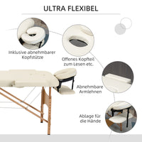 Massage table, foldable massage couch, height-adjustable massage bench for spa, salon, faux leather, wood, cream (5)