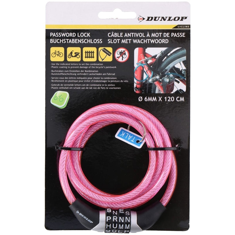 Dunlop - Combination bike lock (pink) (2)