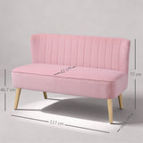 2-seater fabric sofa couch upholstered sofa lounge sofa wide pink (3)