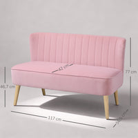 2-seater fabric sofa couch upholstered sofa lounge sofa wide pink (3)