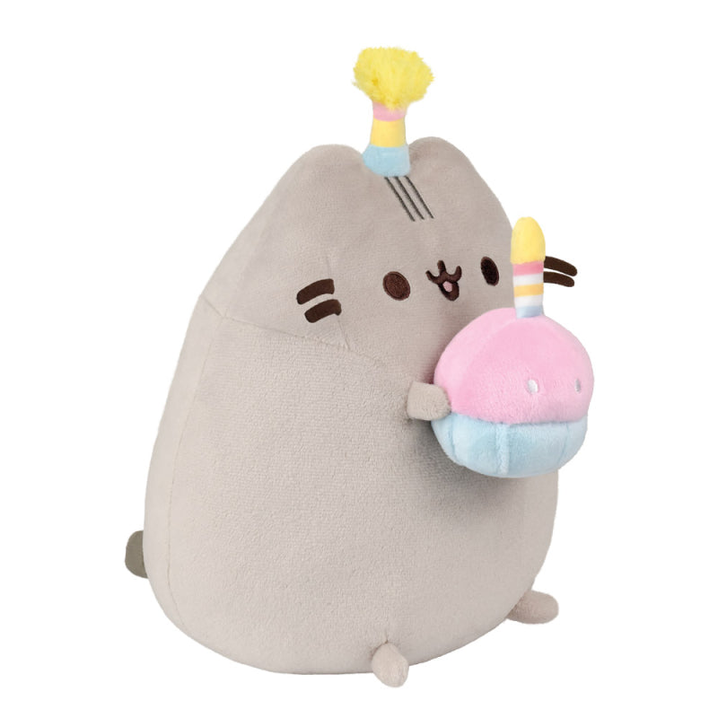 Pusheen - Plush toy with birthday hat and cake, 24 cm diameter