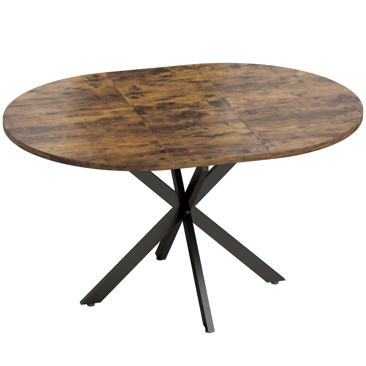 Extendable dining table for 4–6 people, kitchen table in industrial look with spider leg, rustic brown