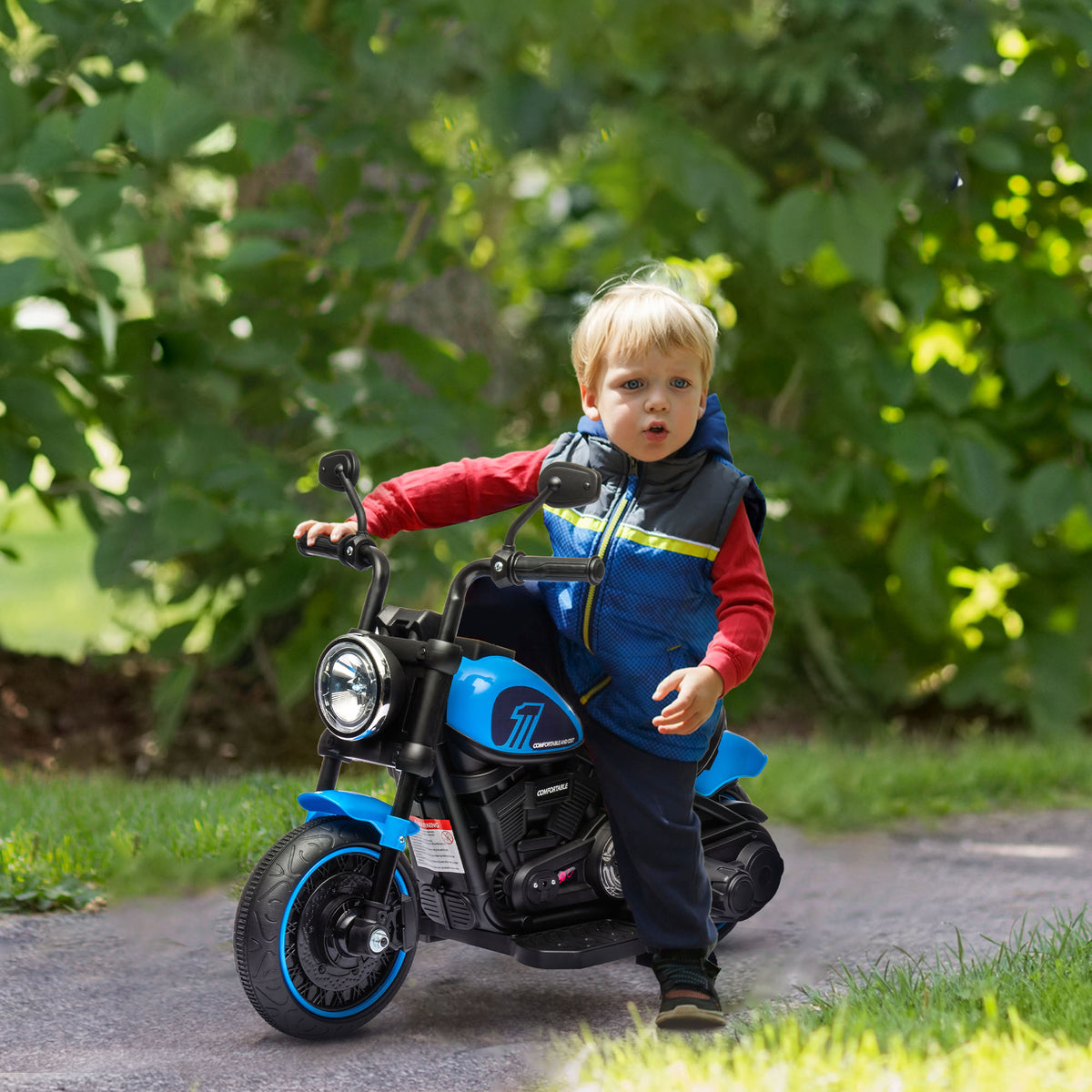 Electric children's motorcycle, electric children's vehicle, with headlight, 3 km/h, blue + black (2)