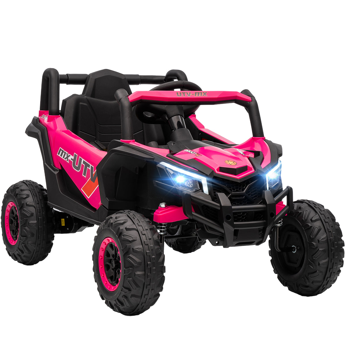 12V Electric Car for Kids, Remote Control Function, Seat Belt, Horn, LED Lights, USB Port, for 3-5 Years, Pink