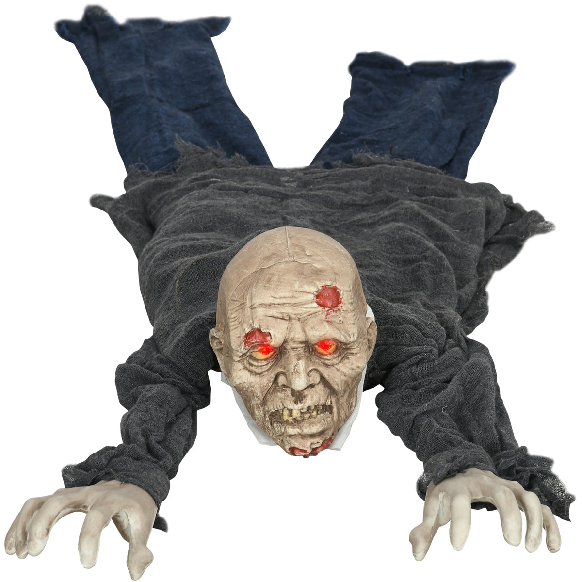 Halloween zombie decoration, LED eyes, howls and crawls, sound & motion sensor, battery-operated, 159 cm