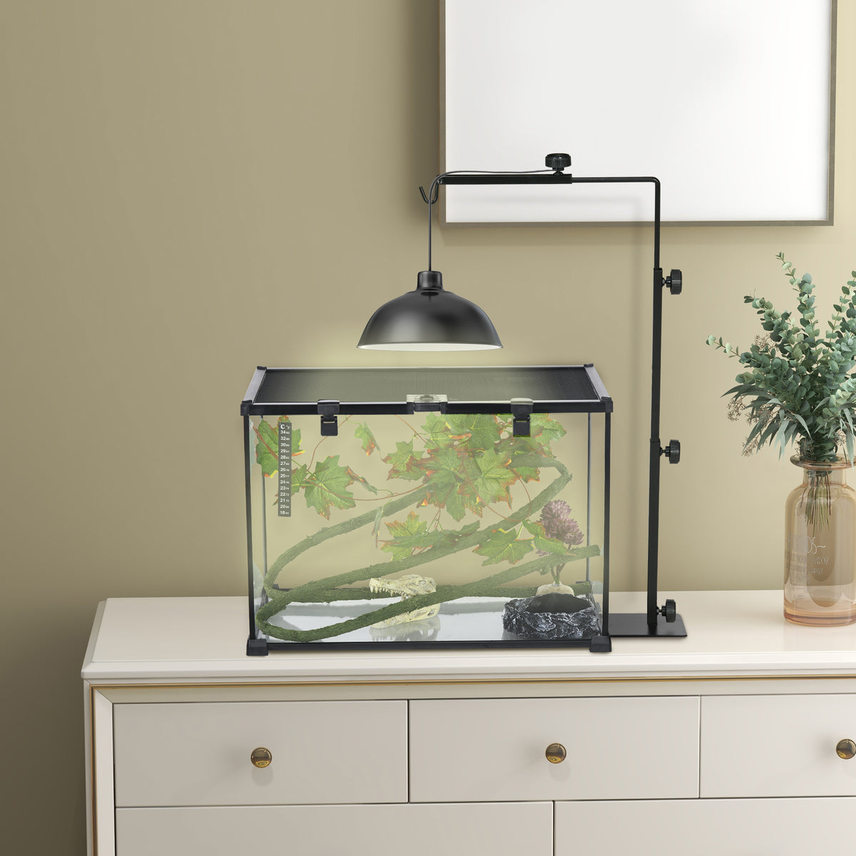 Heat lamp stand for terrariums, height-adjustable, 40x15x95cm, black (2)