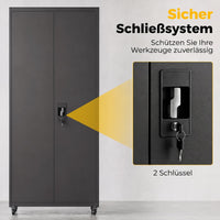 Filing cabinet, lockable metal cabinet with wheels, adjustable shelves, made of steel, 80 x 40 x 180 cm black (7)