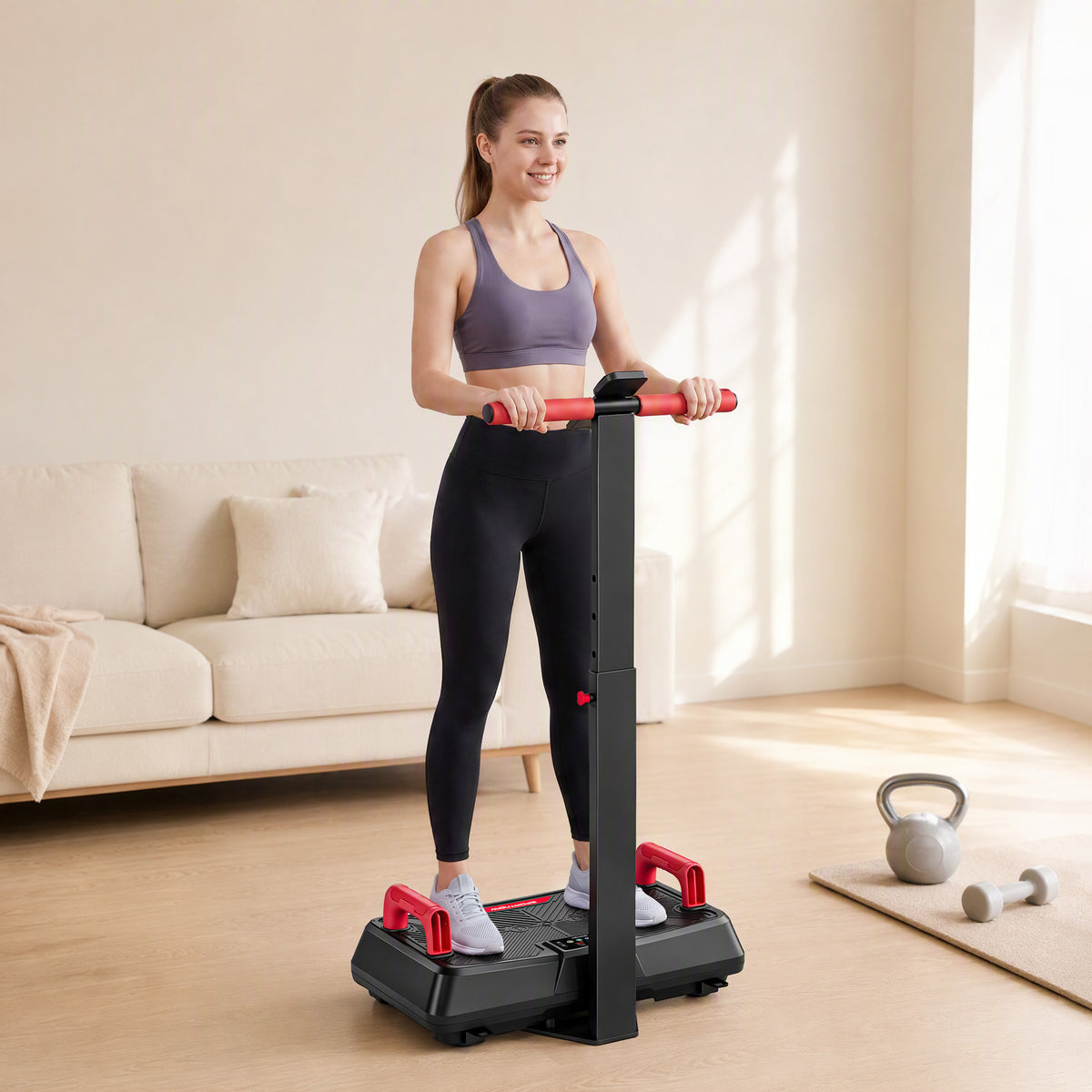 Vibration plate, quiet vibrating plate with seat, 99 intensity levels, 3 preset programs, height-adjustable & (2)