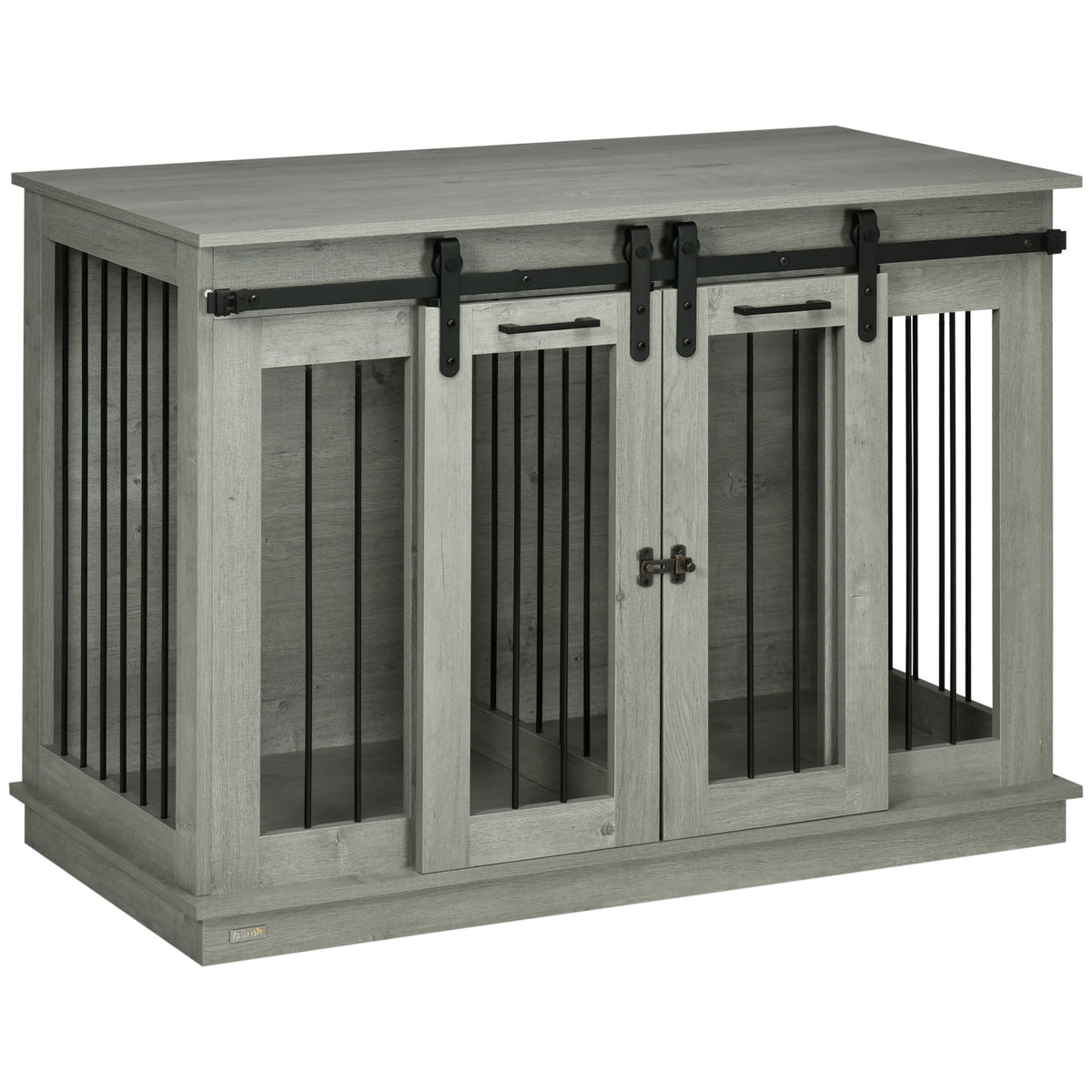 Dog cage with 2 doors, dog crate, transport box for dogs, rustic design, lockable, grey