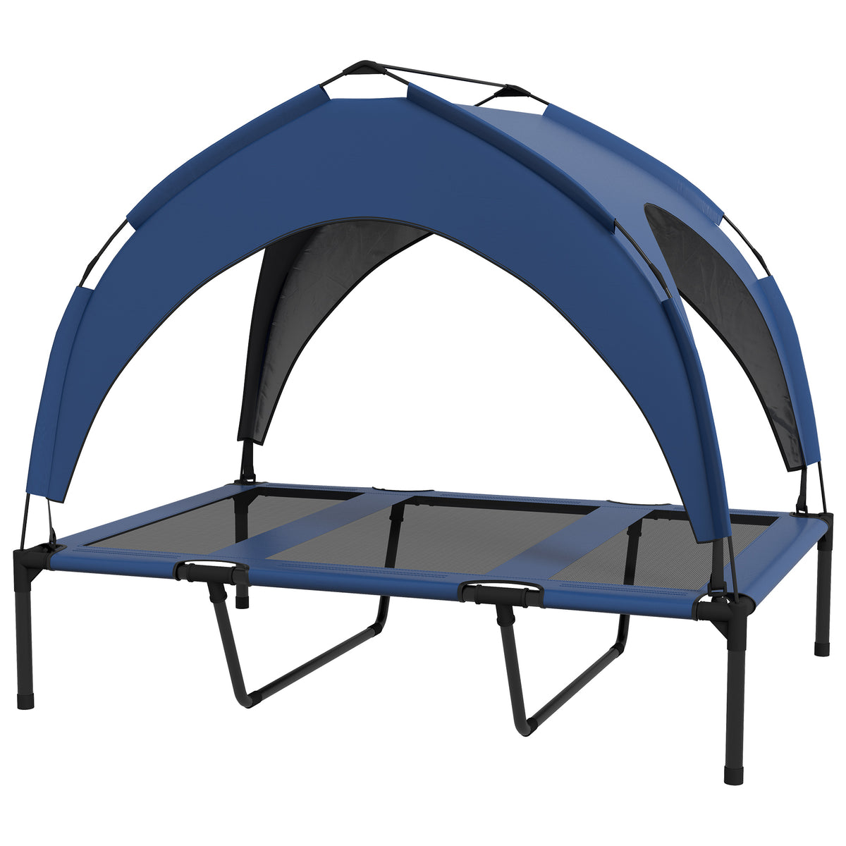 Dog bed, outdoor dog bed, weatherproof, elevated frame, 106 x 76 x 94 cm, dark blue