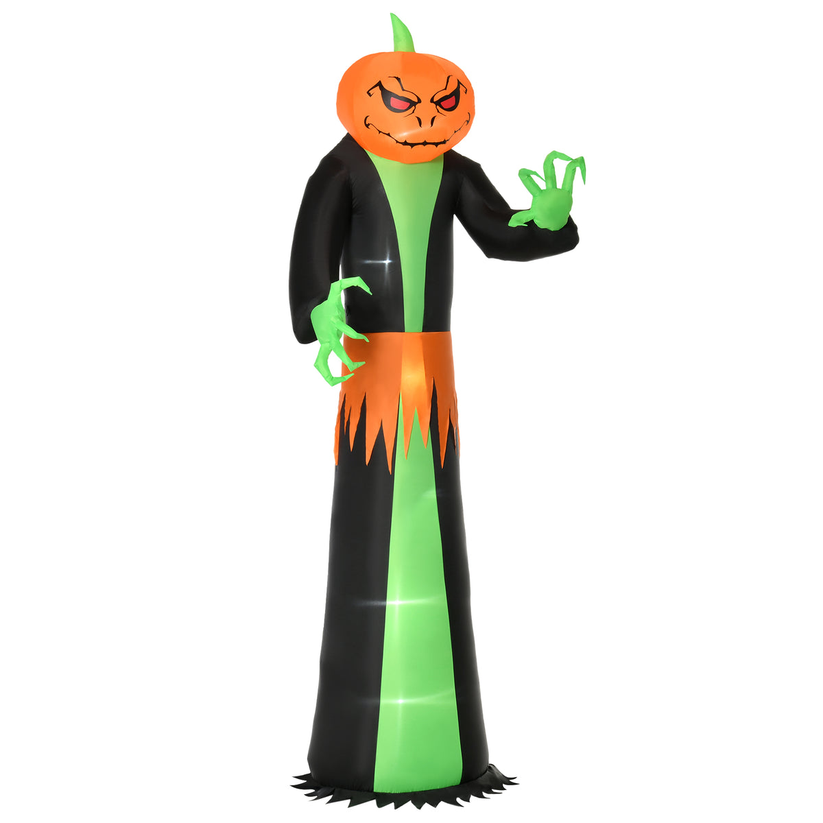 Halloween ghost with LED lights, self-inflating, incl. blower, 100 cm x 96 cm x 270 cm, green + yellow + black