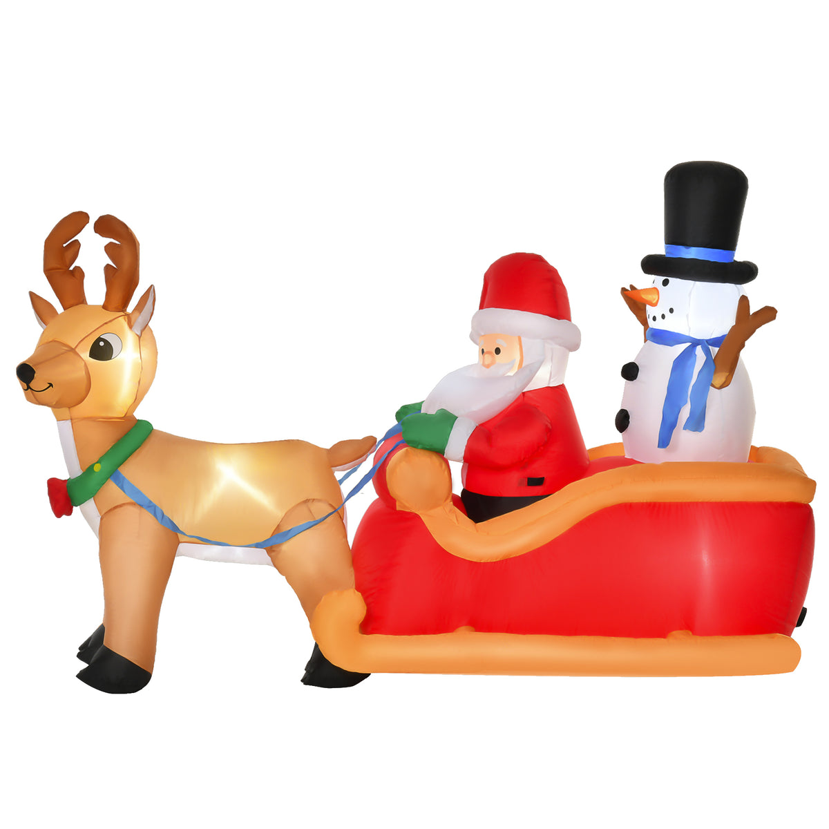 Christmas Decoration Inflatable Santa Claus Outdoor Christmas Decoration, Sleigh, incl. Blower, 1.8 m, Red +
