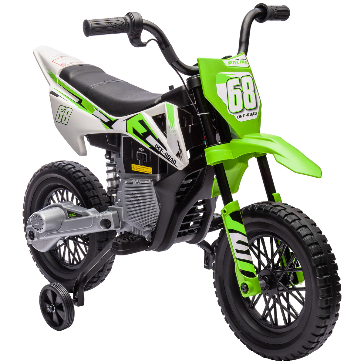 Electric motorcycle for kids, 12V children's motorcycle with music, ride-on vehicle with training wheels, 3-6