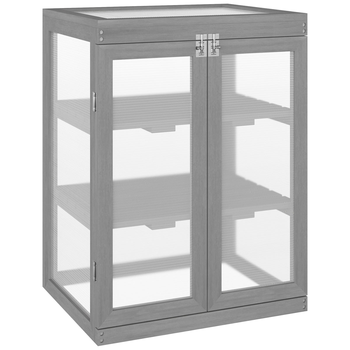 Greenhouse, hothouse, transparent, suitable for outdoor areas, wood+polycarbonate, 58 x 44 x 78cm