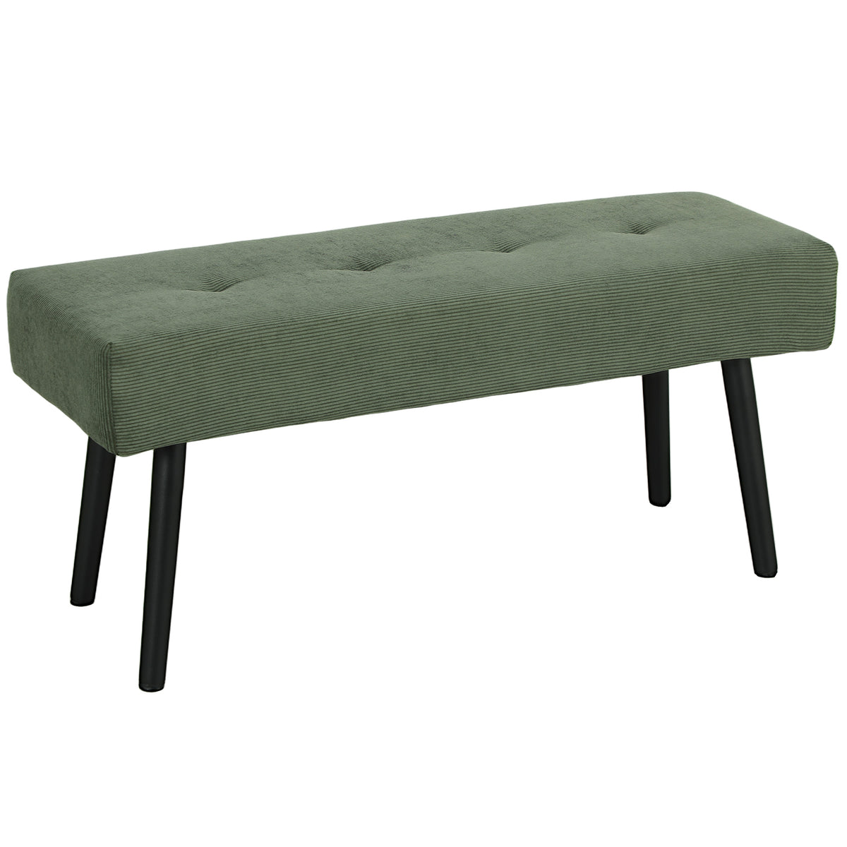 Bench upholstered bench with corduroy cover, bed bench with metal legs, shoe bench 100 x 36 x 45 cm green