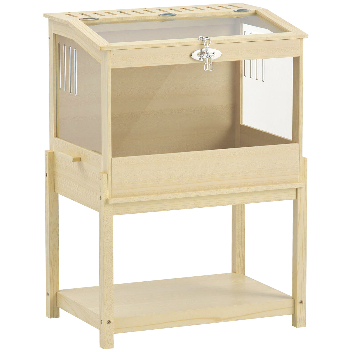 Hamster cage 2 levels rodent cage small animal cage with hinged lid, large 83.2 x 50 x 103 cm natural wood