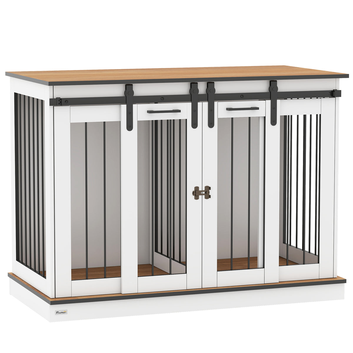Dog crate with 2 doors, dog box, transport box for dogs, rustic design, lockable, white