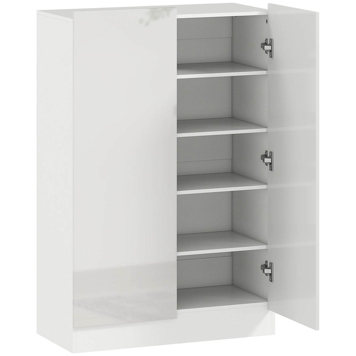 5-tier shoe cabinet for 20 pairs of shoes, adjustable shelves, for entrance area, hallway, white