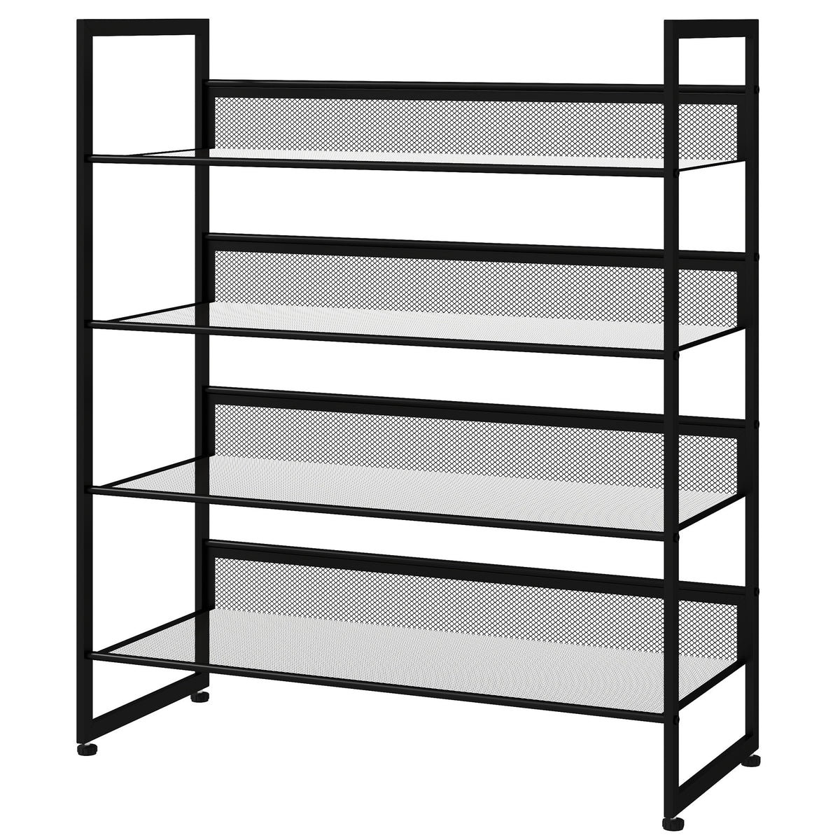 Shoe rack, shoe storage, shoe stand, 4 shelves, 72 cm x 30 cm x 82.7 cm, black