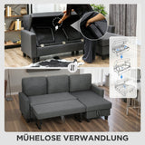 Corner sofa with sleeper function and storage box, L-shaped sofa bed with convertible chaise longue, for (5)