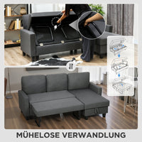 Corner sofa with sleeper function and storage box, L-shaped sofa bed with convertible chaise longue, for (5)