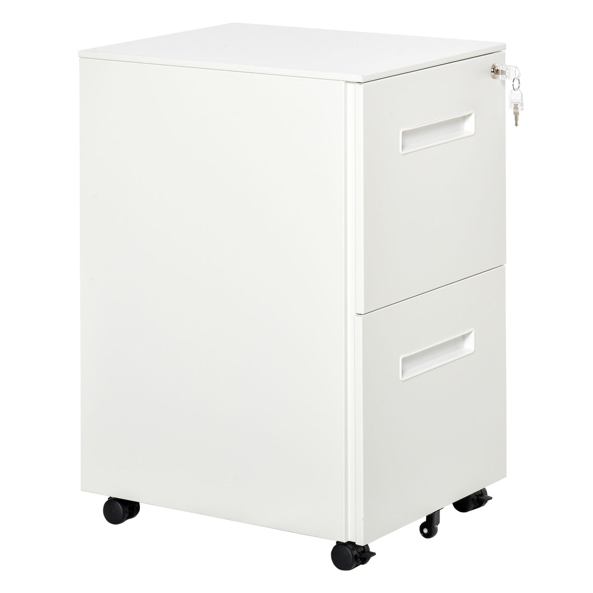 Mobile pedestal, filing cabinet, partition wall, centrally lockable, steel housing, 5 castors, white, 39 x 48 x