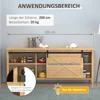 200 cm complete sliding door set, sliding door hardware with floor guide, sliding door rail, rollers, sliding (4)