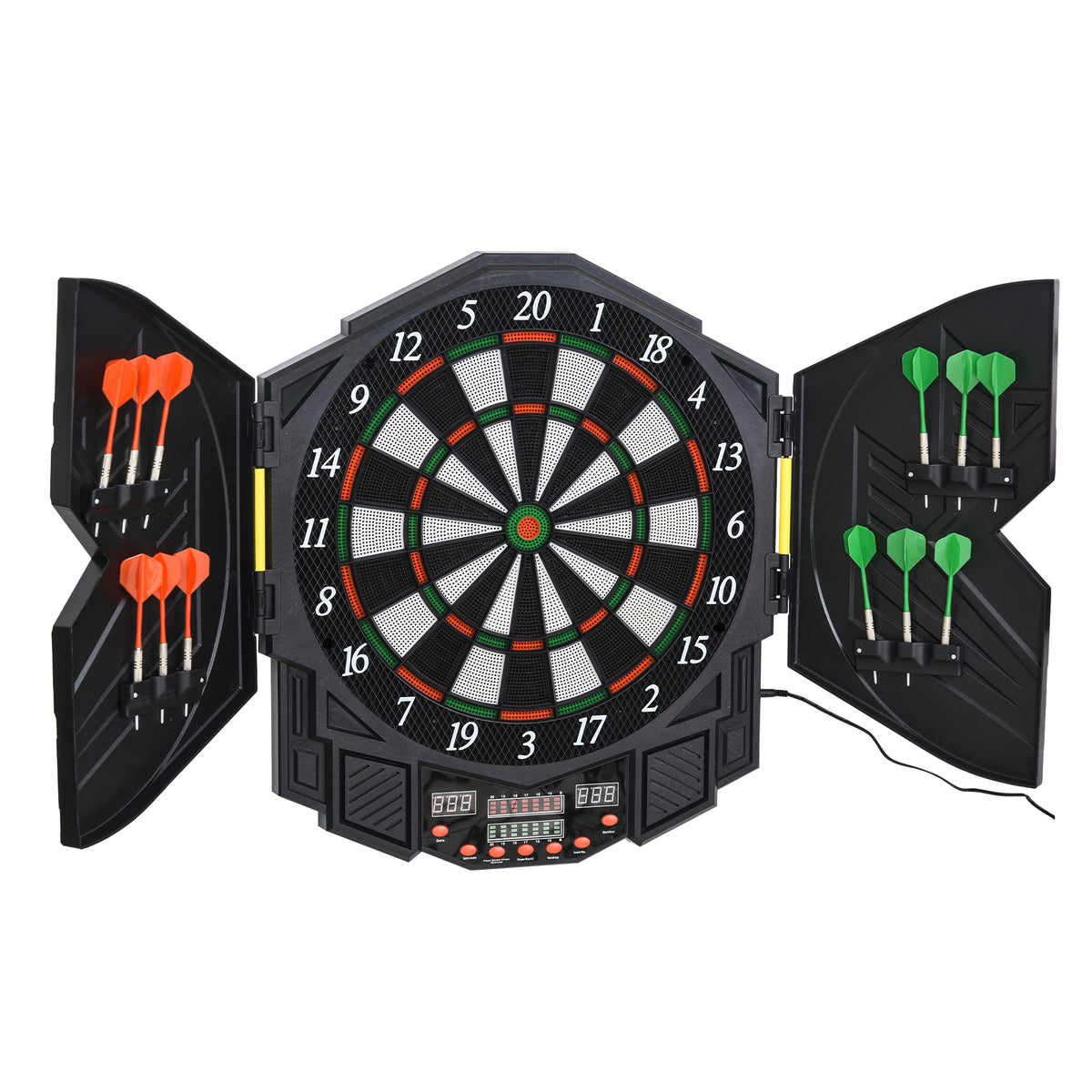 Electronic Dartboard with voice prompts, English voice, LED displays, 12 darts, 27 games, 216 variations, dart