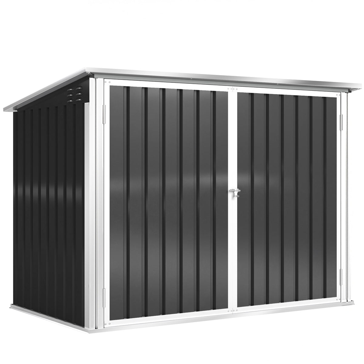 Wheelie bin storage for 2 bins, made of galvanized steel, trash bin enclosure with hinged lid, gas strut, double