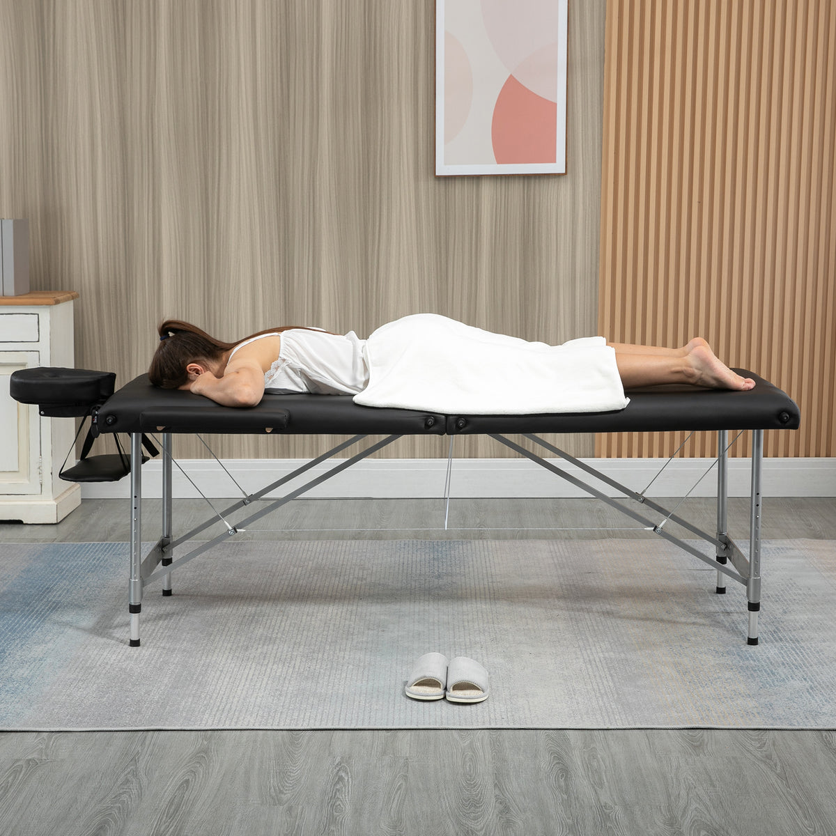 Folding massage table, incl. face hole, armrests, hand rests, portable massage table, 185 cm x 70 cm x 82 cm (2)