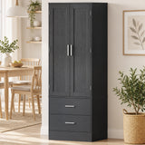 Pantry cabinet 8 door shelves adjustable shelves kitchen cupboard 159 cm black (9)