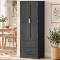 Pantry cabinet 8 door shelves adjustable shelves kitchen cupboard 159 cm black (9)