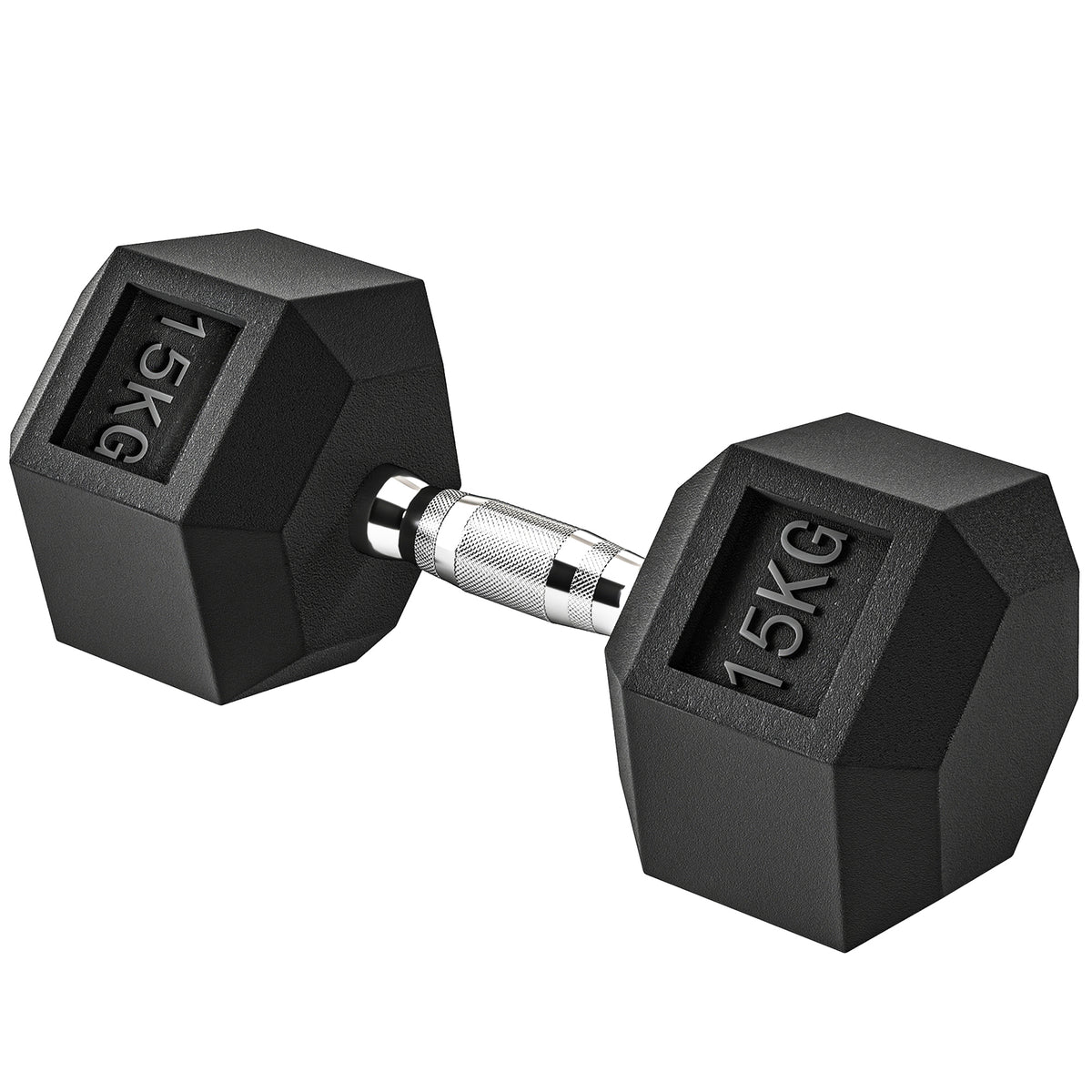 Dumbbells with knurled handle, cast iron dumbbell, 1 x 15kg, dumbbells for men and women, dumbbell for home, gym
