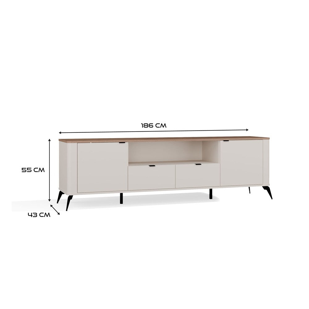 TV-Schrank CORDOBA 2D2S Kaschmir Beige Eiche Castello 2 Schubladen – Produktabbildung 8