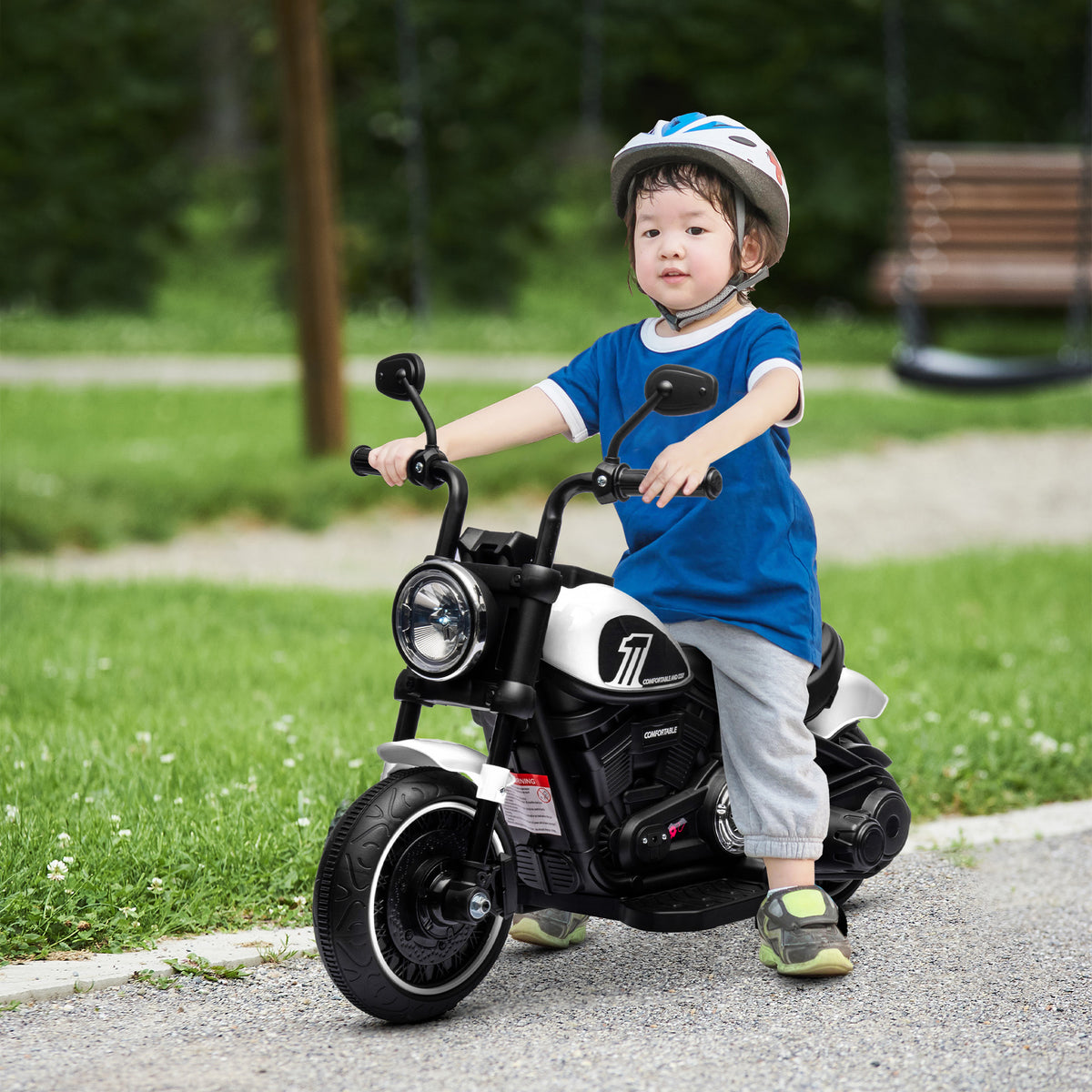 Electric kids' motorcycle, LED headlights, detachable training wheels, comfortable seat, red/black (2)