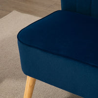 Retro-design 2-seater sofa, wooden legs, 117 cm x 56.5 cm x 77 cm, blue (8)