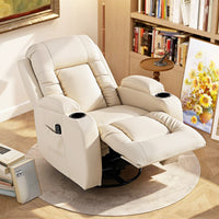 Massage chair with rocking, reclining & heating function, 3 modes, swivel, cream white (9)