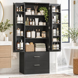 Pantry cabinet 8 door shelves adjustable shelves kitchen cupboard 159 cm black (8)