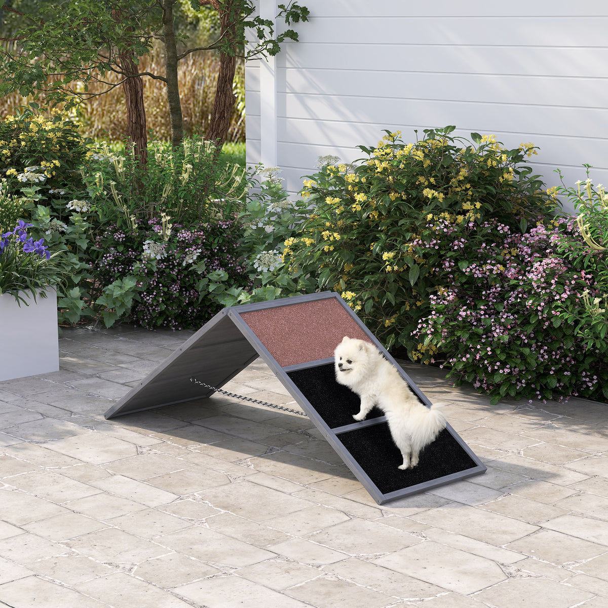 Dog sports ramp, dog agility equipment, A-frame, non-slip surface, 173 x 59 x 66 cm, grey (2)