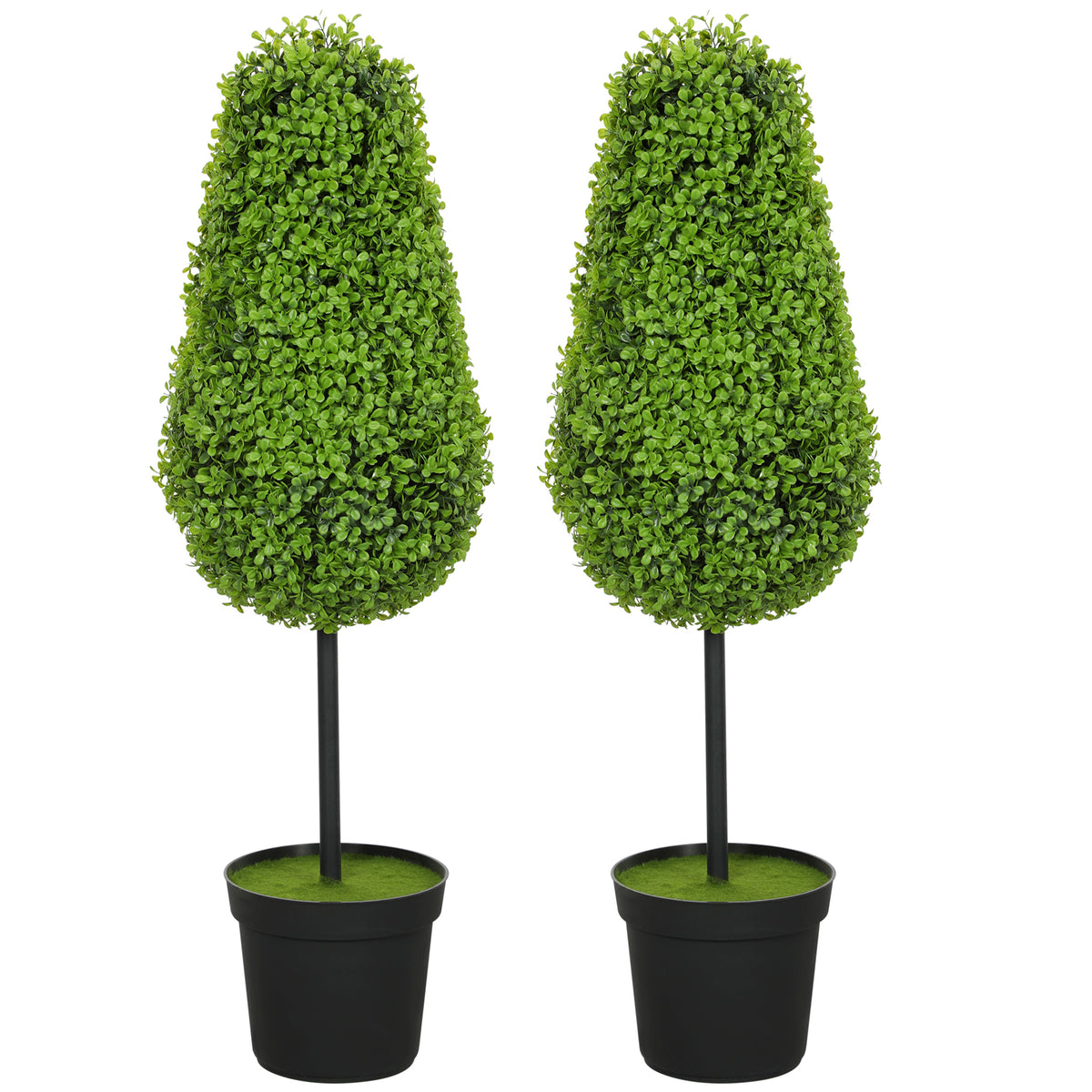 Set of 2 Artificial Boxwood 90cm Teardrop Shape Artificial Plant, Plastic Artificial Potted Plants Modern