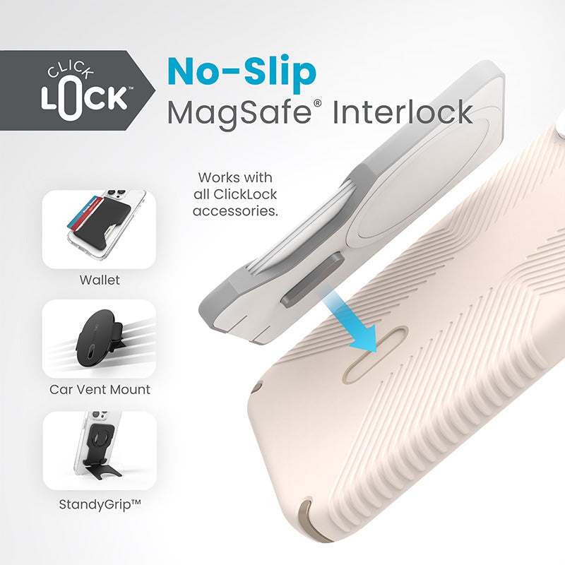 Speck Presidio2 Grip ClickLock & MagSafe Case for iPhone 15 Plus / iPhone 14 Plus (Bleached Bone / Heirloom Gold (2)