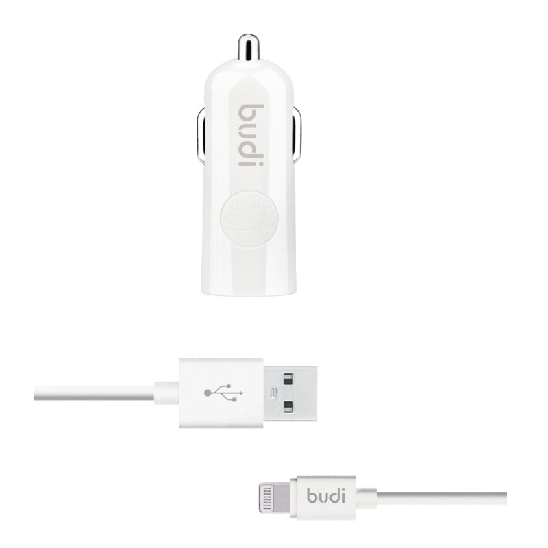 Budi - USB car charger + Lightning cable (white)