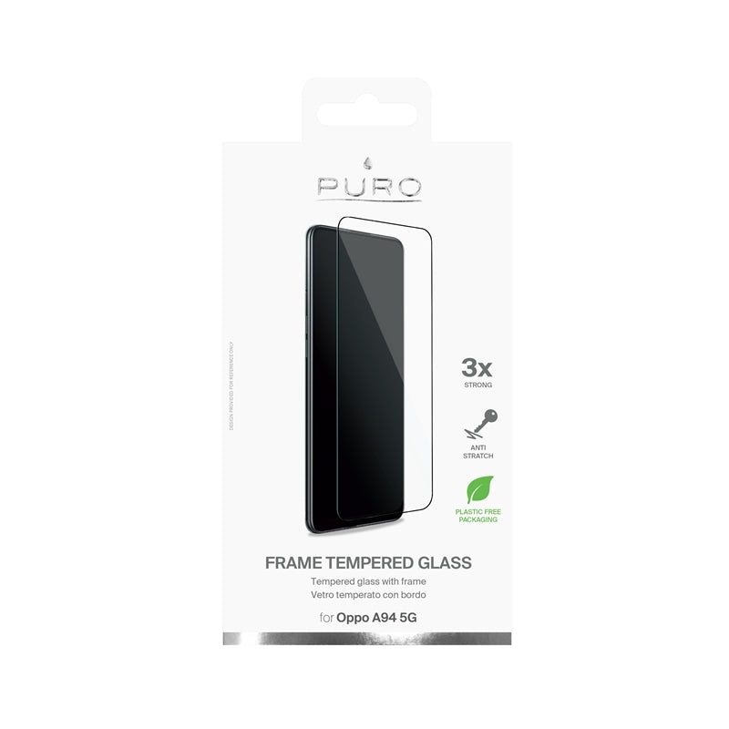 PURO Frame Tempered Glass – Protective screen protector for Oppo A94 5G tempered glass (black frame) (2)