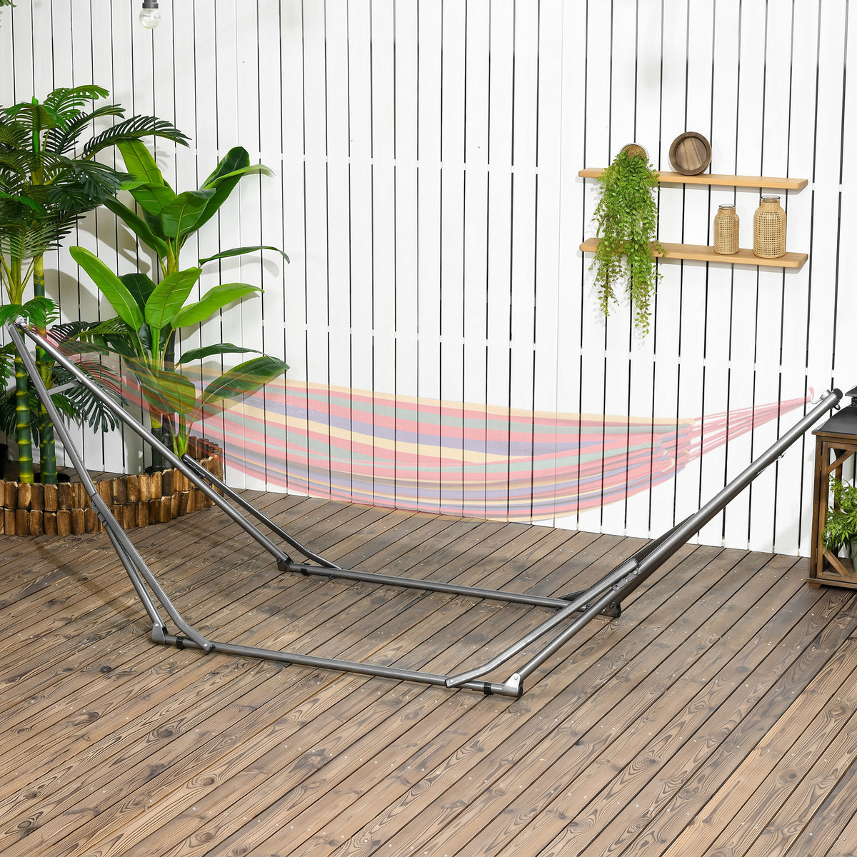 2-in-1 hammock stand, weather-resistant, hanging chair stand, drying rack, 290 cm x 92 cm x 88 cm, black (2)
