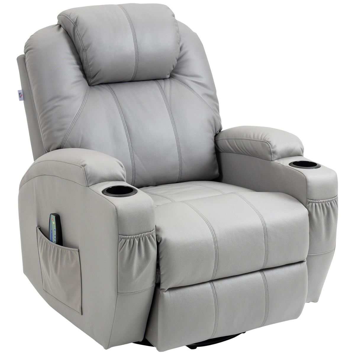 Massage chair with footrest, 8 vibration points, 5 modes, incl. remote control, light grey