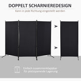 Room divider, 3-panel privacy screen, room separator with metal frame, black (4)