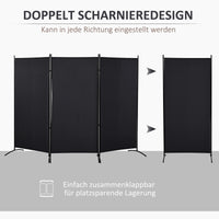 Room divider, 3-panel privacy screen, room separator with metal frame, black (4)