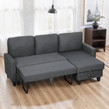 Corner sofa with sleeper function and storage box, L-shaped sofa bed with convertible chaise longue, for (10)