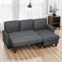 Corner sofa with sleeper function and storage box, L-shaped sofa bed with convertible chaise longue, for (10)